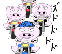 The pig began to ride a motorcycle 2nd sticker #6187391