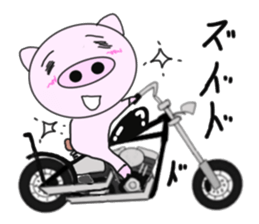 The pig began to ride a motorcycle 2nd sticker #6187393