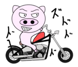 The pig began to ride a motorcycle 2nd sticker #6187394