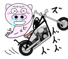 The pig began to ride a motorcycle 2nd sticker #6187399