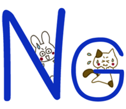 Sticker.rabbit and tabby cat2 sticker #6196207