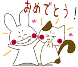 Sticker.rabbit and tabby cat2 sticker #6196215