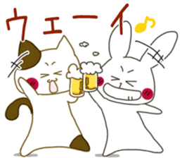 Sticker.rabbit and tabby cat2 sticker #6196238