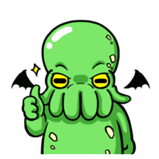 Cthulhu with funny friends sticker #6217010