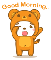 Boy wearing cute bear costume sticker #6224187