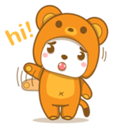 Boy wearing cute bear costume sticker #6224212