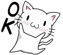 White cat for smartphone game group chat sticker #6230604
