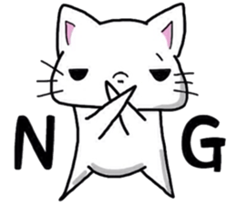 White cat for smartphone game group chat sticker #6230605
