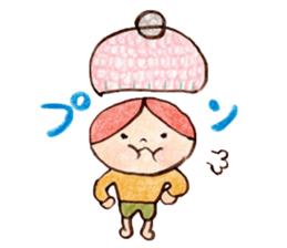 Child wearing a round hat sticker #6232672