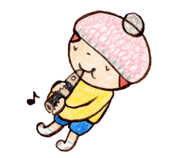 Child wearing a round hat sticker #6232679