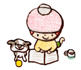 Child wearing a round hat sticker #6232680