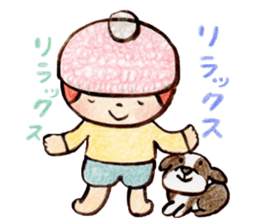 Child wearing a round hat sticker #6232685