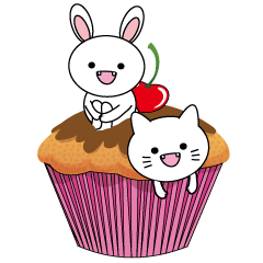 White cat & White rabbit