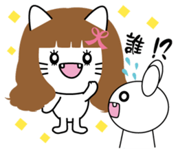 White cat & White rabbit sticker #6233685