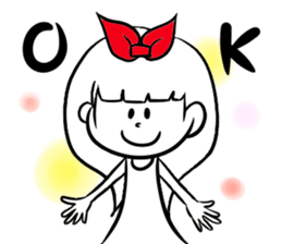 girl of red ribbon simple version sticker #6238728