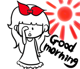 girl of red ribbon simple version sticker #6238732