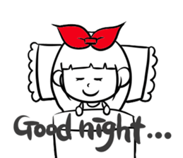 girl of red ribbon simple version sticker #6238733