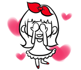 girl of red ribbon simple version sticker #6238735