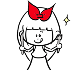 girl of red ribbon simple version sticker #6238736