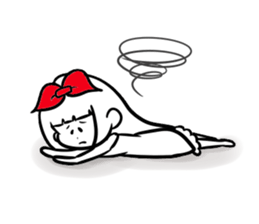 girl of red ribbon simple version sticker #6238740
