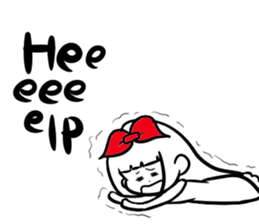 girl of red ribbon simple version sticker #6238741