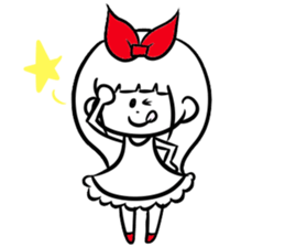 girl of red ribbon simple version sticker #6238742