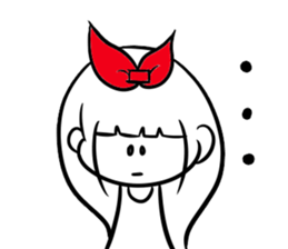 girl of red ribbon simple version sticker #6238744