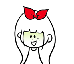 girl of red ribbon simple version sticker #6238746
