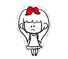 girl of red ribbon simple version sticker #6238747