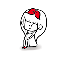 girl of red ribbon simple version sticker #6238748