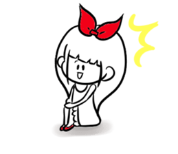 girl of red ribbon simple version sticker #6238749