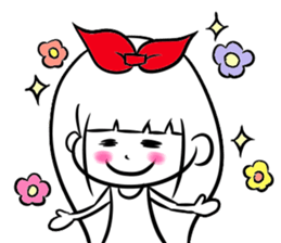 girl of red ribbon simple version sticker #6238750