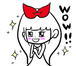 girl of red ribbon simple version sticker #6238755