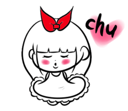 girl of red ribbon simple version sticker #6238757