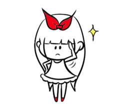 girl of red ribbon simple version sticker #6238758
