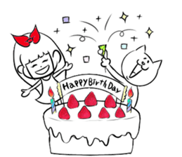 girl of red ribbon simple version sticker #6238764