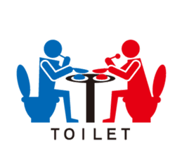 Toilet red and blue sticker #6256105