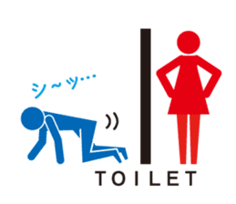 Toilet red and blue sticker #6256114