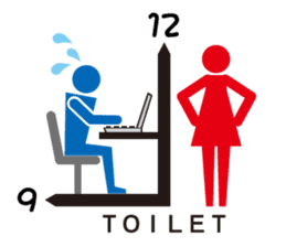 Toilet red and blue sticker #6256115