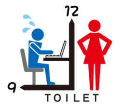 Toilet red and blue sticker #6256115