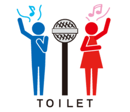 Toilet red and blue sticker #6256117