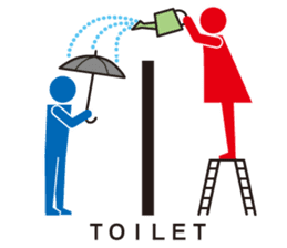 Toilet red and blue sticker #6256122