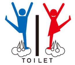 Toilet red and blue sticker #6256131