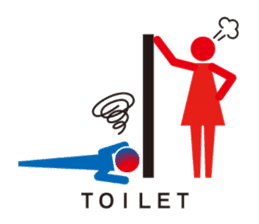 Toilet red and blue sticker #6256133