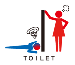 Toilet red and blue sticker #6256133