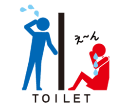 Toilet red and blue sticker #6256134