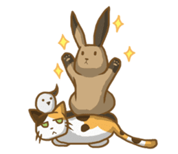 Calico cat & Brown Bunny & Snow Bird sticker #6315553