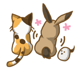 Calico cat & Brown Bunny & Snow Bird sticker #6315559
