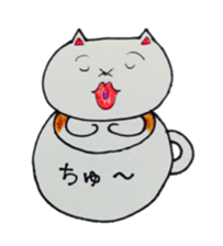 Lines of cat cup sticker #6317932