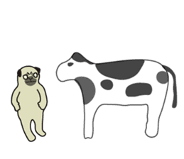 A wide-eyed pug Yamadakun's fun life sticker #6325207